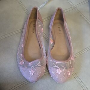 Torrid Blush Floral Embroidered Flats